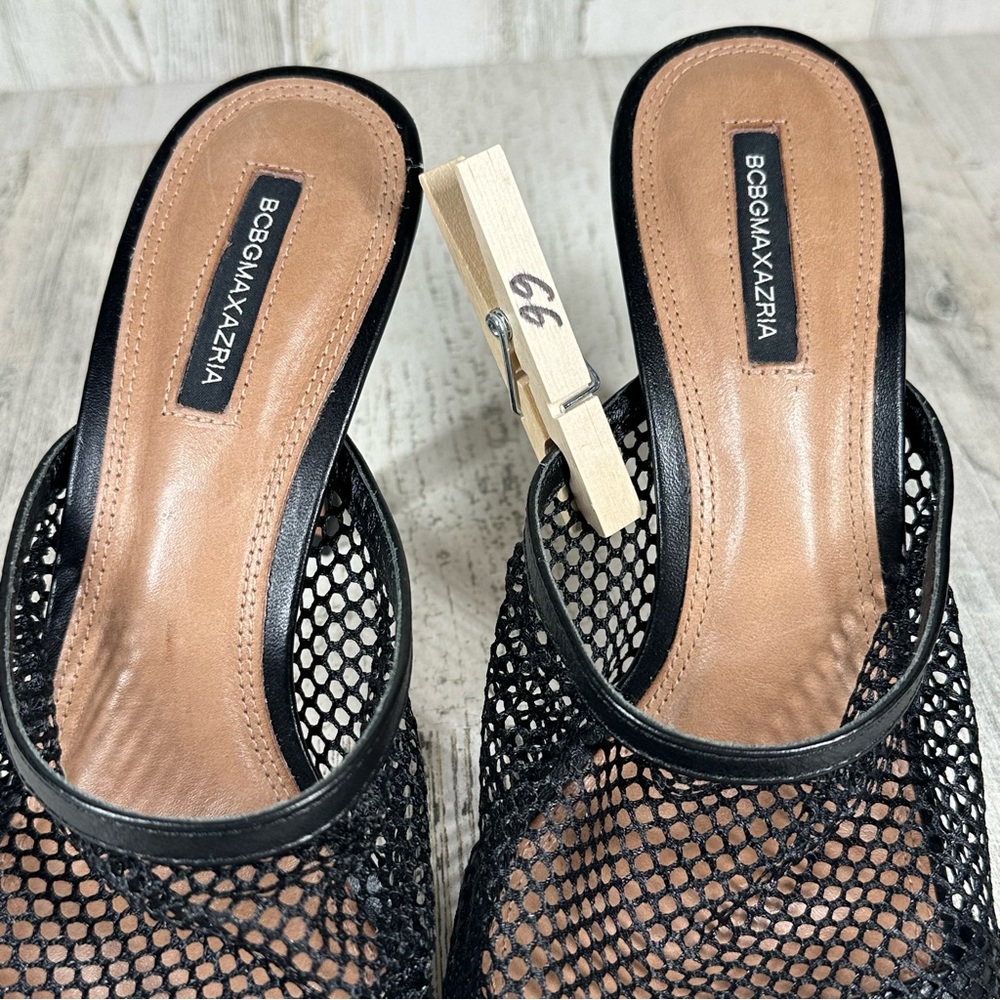 BCBGMaxAzria Black Mesh Slip-On Heels - Picture 8 of 8
